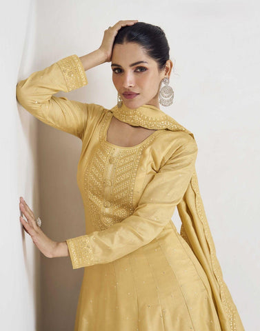 Yellow Color Premium Silk Dress