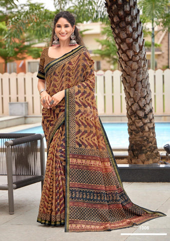 MULMUL COTTON HANDBLOCK MULTI PRINT SAREE