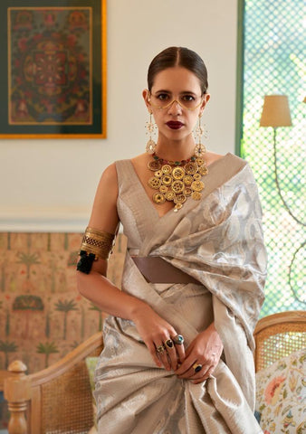 Kalki Koechlin Tissue Multi Zari Tissue Handloom Weaving Saree – Elegant Designer Wear for Women