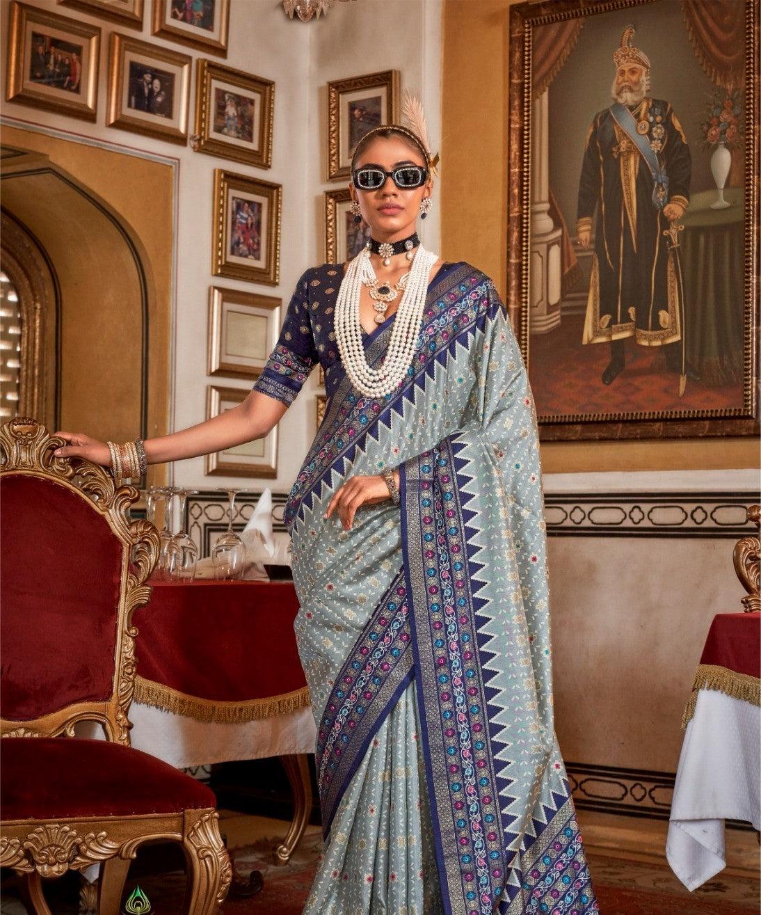 Puja Patola Saree – Mercerized Supreme Sigma Silk with Aqua Finish