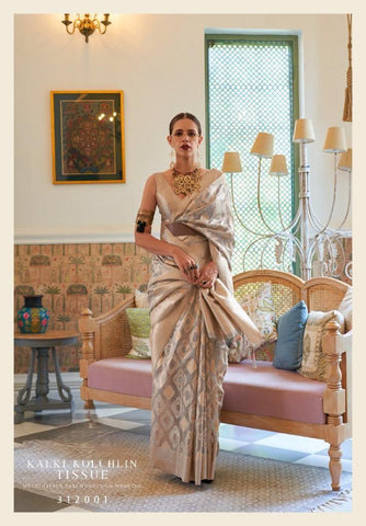 Kalki Koechlin Tissue Multi Zari Tissue Handloom Weaving Saree – Elegant Designer Wear for Women