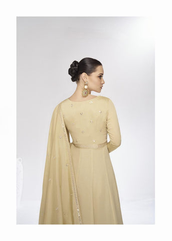 Taupe biege premium silk anarkali suit