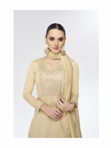 Taupe biege premium silk anarkali suit