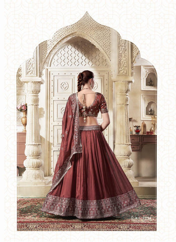 Our Exclusive Brown Premium Rangoli Silk Lehenga