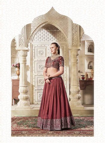 Our Exclusive Brown Premium Rangoli Silk Lehenga