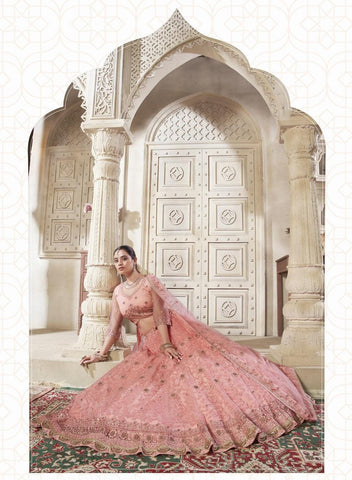 Our Exclusive Dark Peach Color Premium Net Lehenga