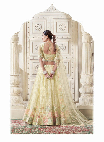 Our Exclusive Light Lemon Color Premium Net Lehenga