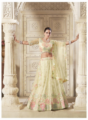 Our Exclusive Light Lemon Color Premium Net Lehenga