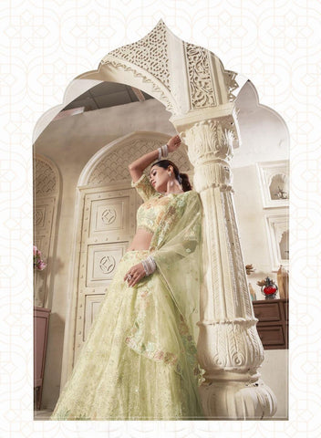 Our Exclusive Light Lemon Color Premium Net Lehenga