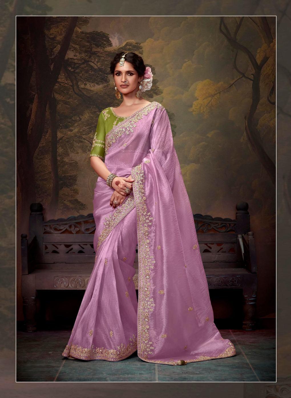 Lavender Color Tissue Organza Saree