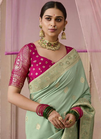 Green Color Silk Saree - Designer & Luxurious | INDOSILK