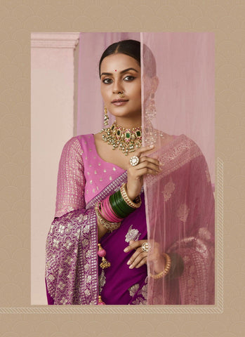 Pink Color Woven Silk Saree