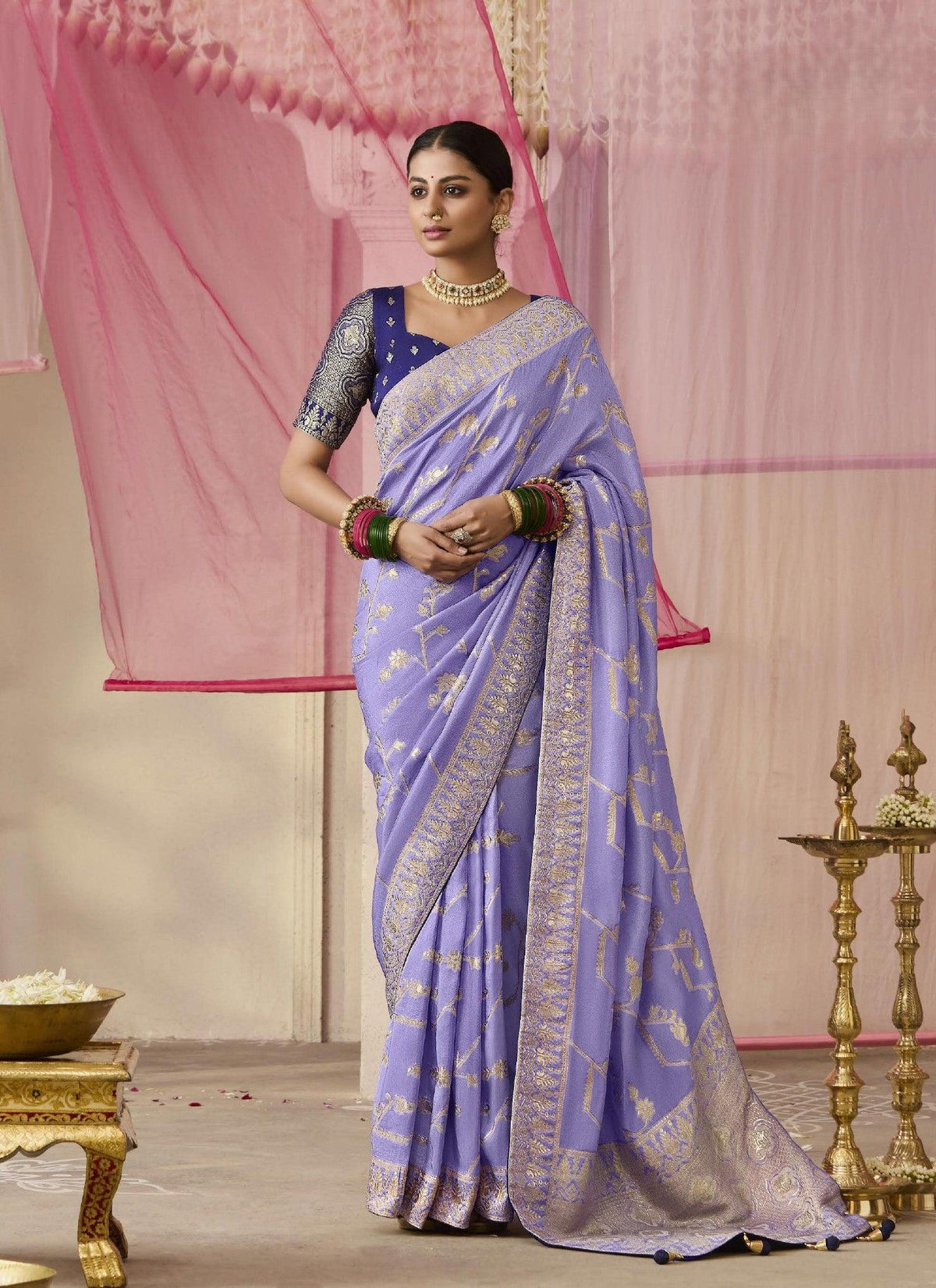 Festive Wear Saree In Lavender Color Silk Saree