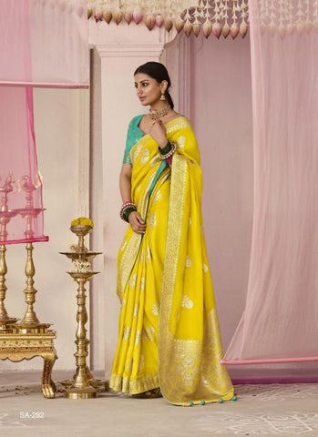 Haldi Wear Saree In Yellow Color Silk Saree - INDOSILK