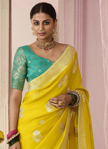 Haldi Wear Saree In Yellow Color Silk Saree - INDOSILK