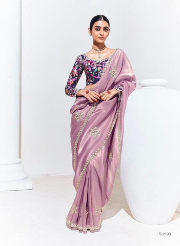 Wild orchid pink organza saree