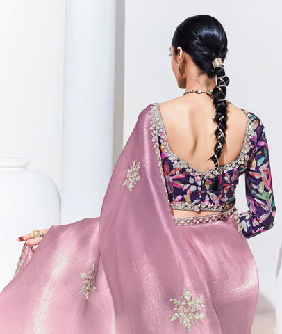 Wild orchid pink organza saree