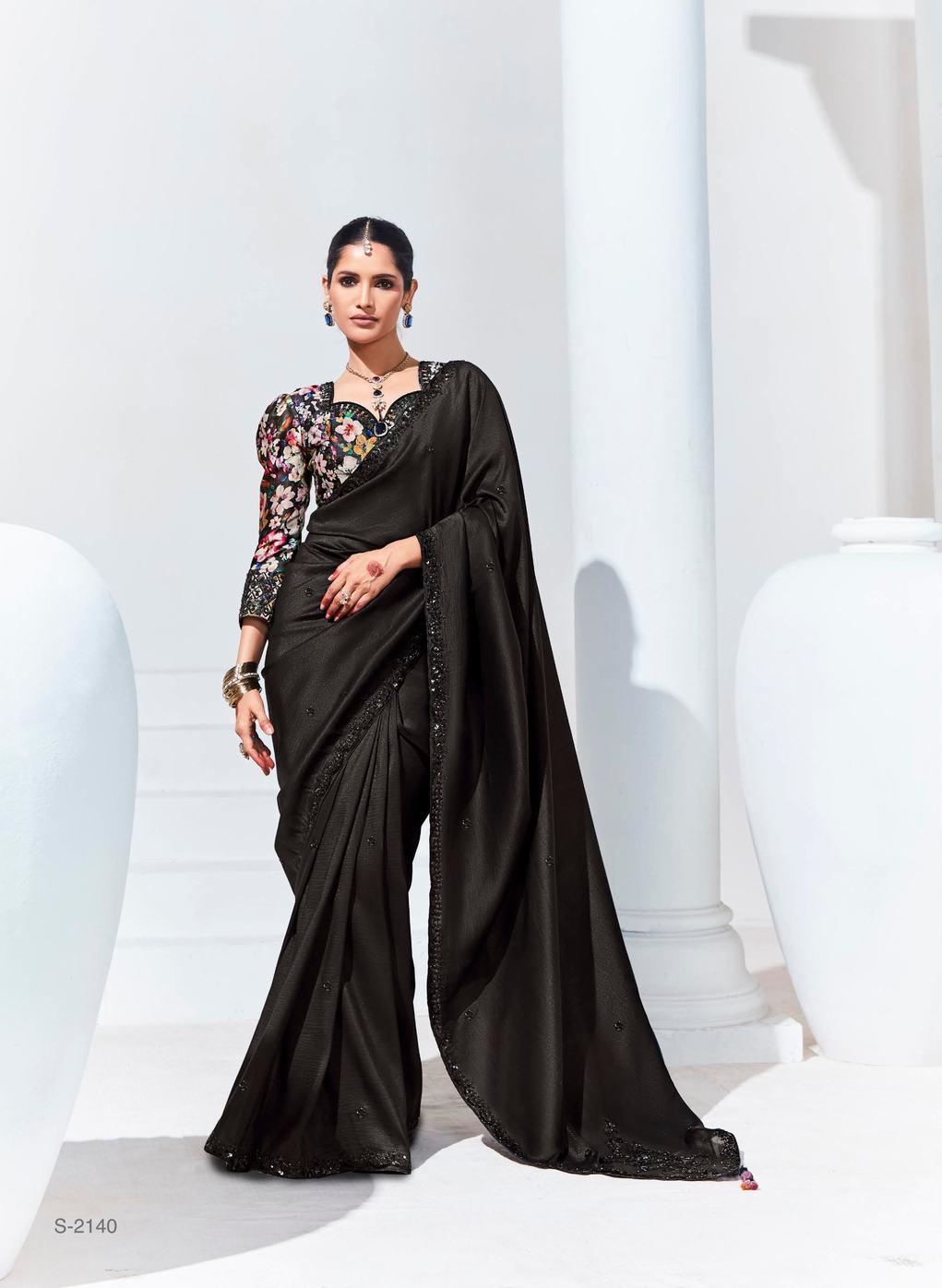 Black organza saree - indosilk