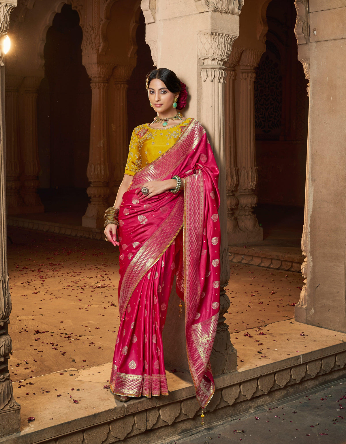 Rani Color Pure Satin Saree