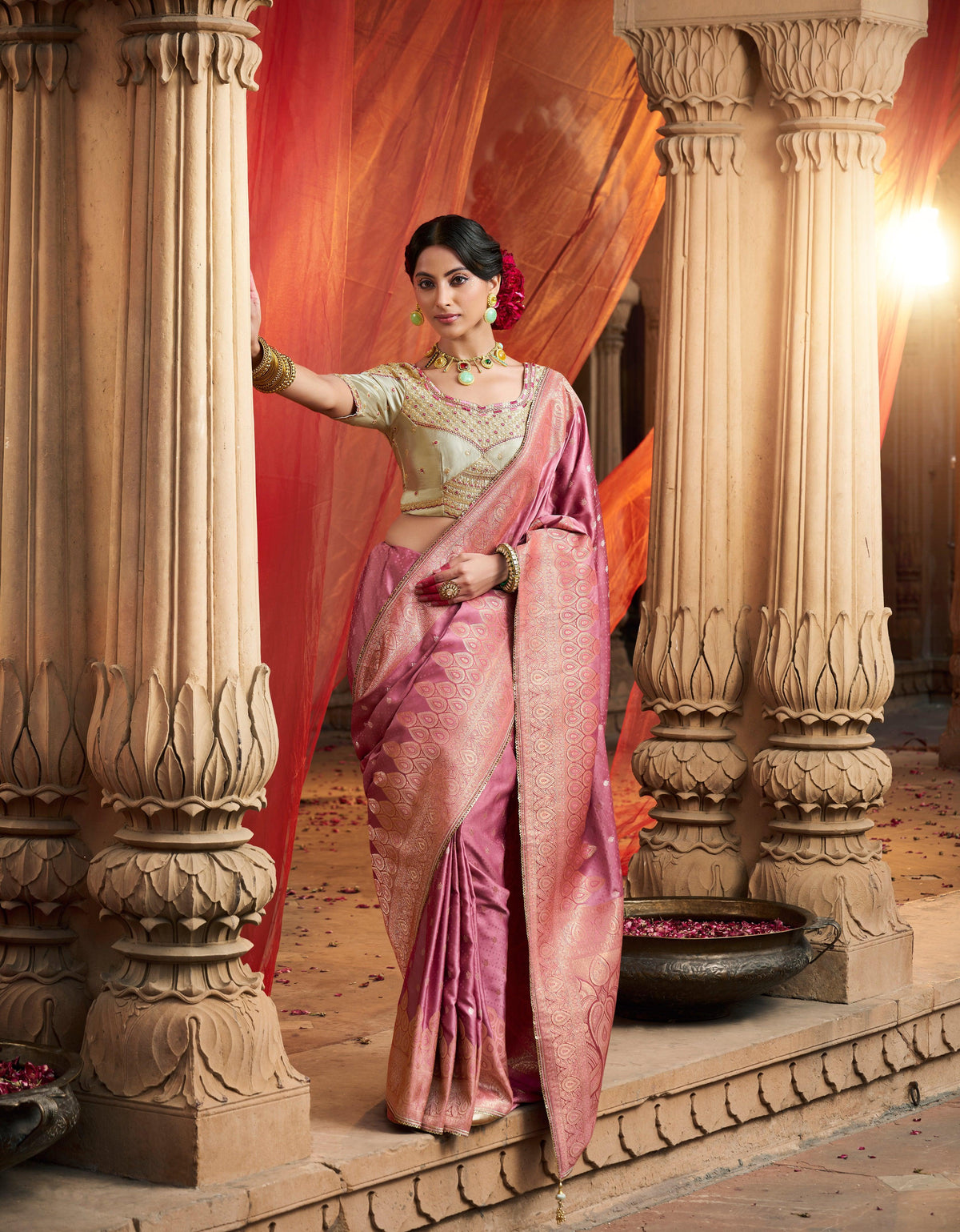 Purple Color Pure Satin Saree