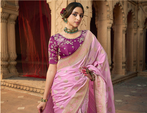 Light Purple Color Pure Satin Saree