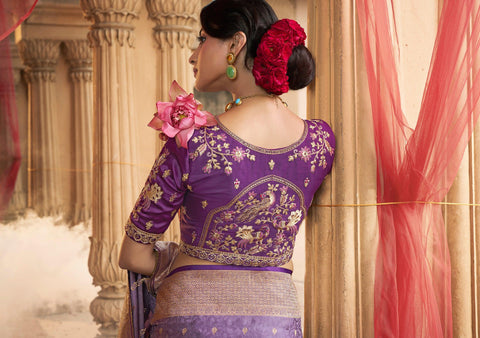 Violet Color Pure Satin Saree