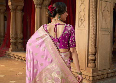 Light Purple Color Pure Satin Saree