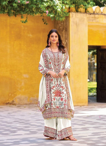 White Color Pure Chinon Embroidered Pakistani Dress