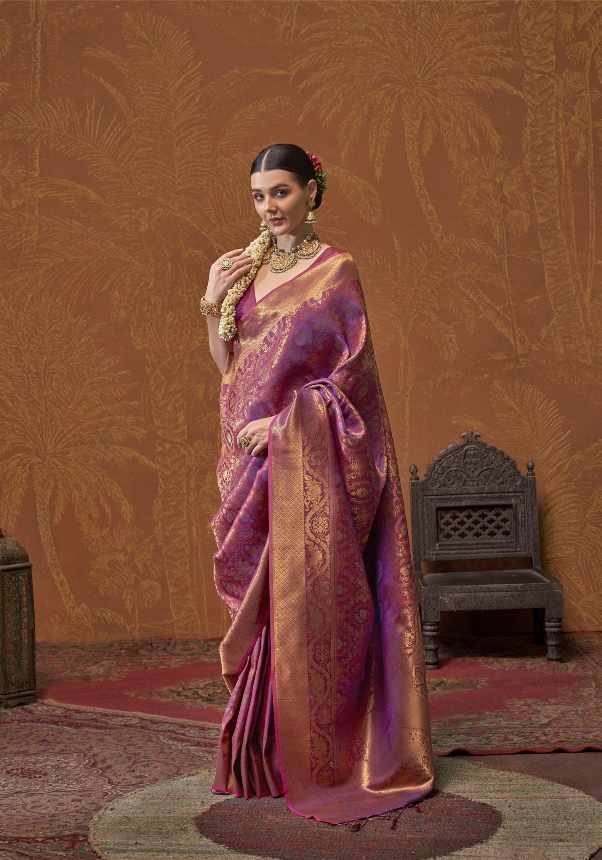 Banarasi Handloom Saree In Purple Color