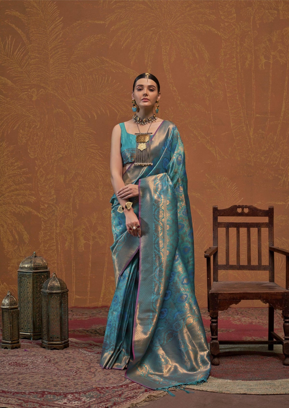 Banarasi Handloom Saree In Sea Green