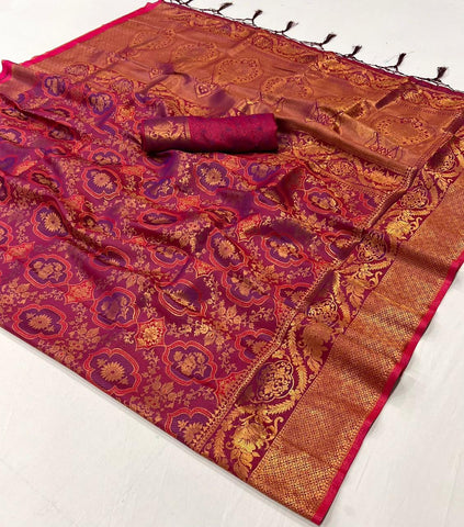 Banarasi Handloom Saree In Purple Color