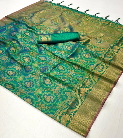 Glamorous Green Banarasi Handloom Saree – Embrace Timeless Elegance