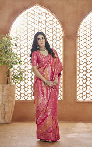 Rani Color Banarasi Silk Saree