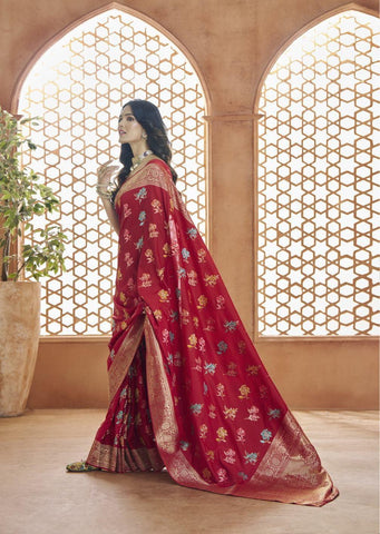 Red Color Banarasi Silk Saree