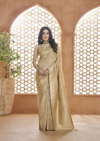 Beige Color Banarasi Silk Saree