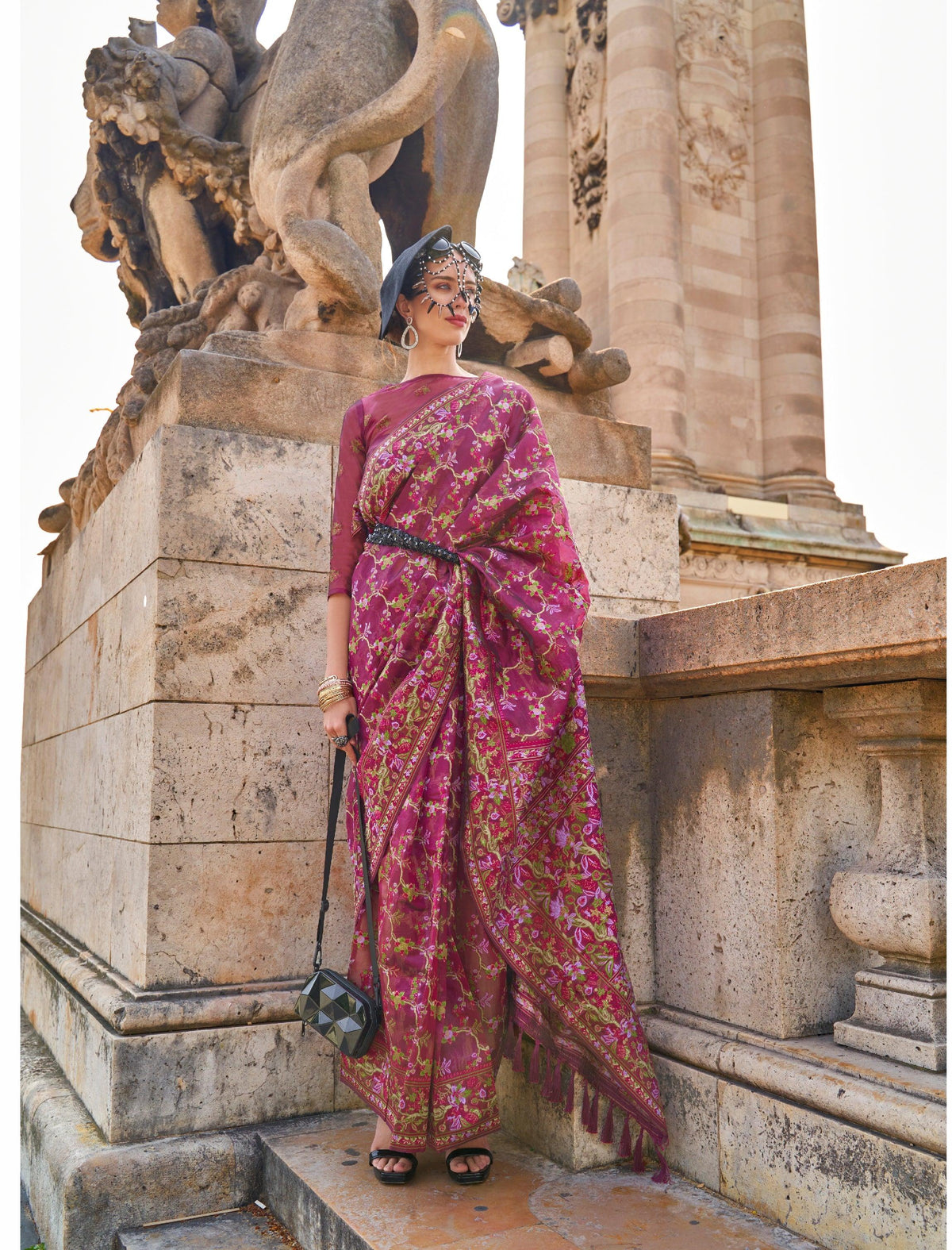 Kaarsi Silk Handloom Organza Saree with Parsi Weaving Elegant & Lightweight