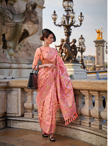 Kaarsi Silk Handloom Organza Parsi Weaving Saree