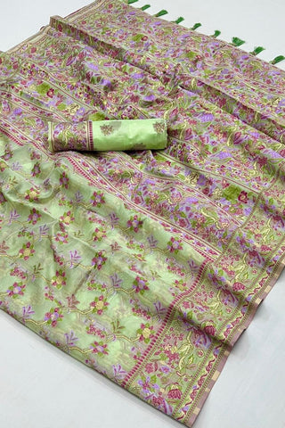 Kaarsi Silk Handloom Organza Parsi Weaving Saree