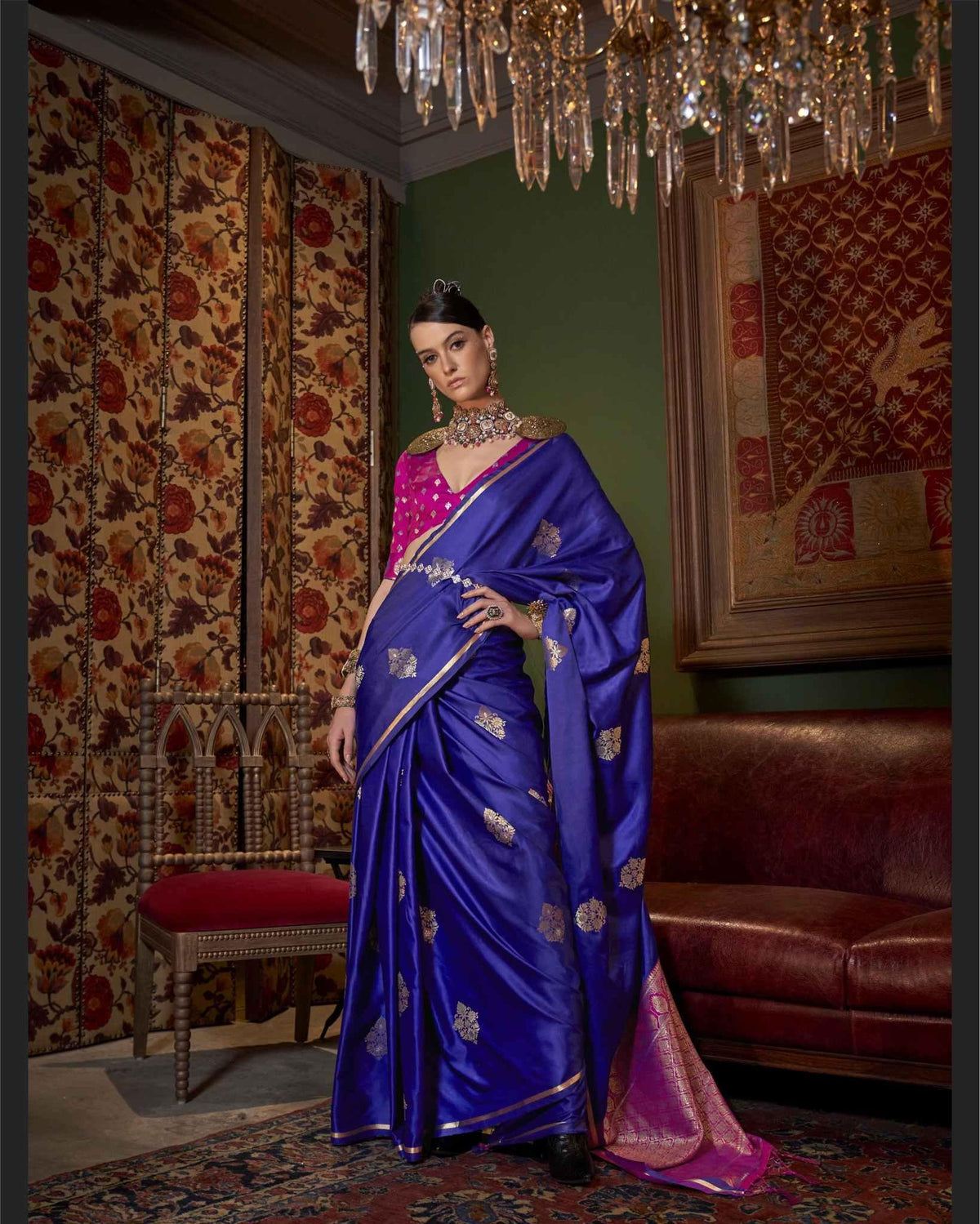 Pure Satin Traditional Work Saree