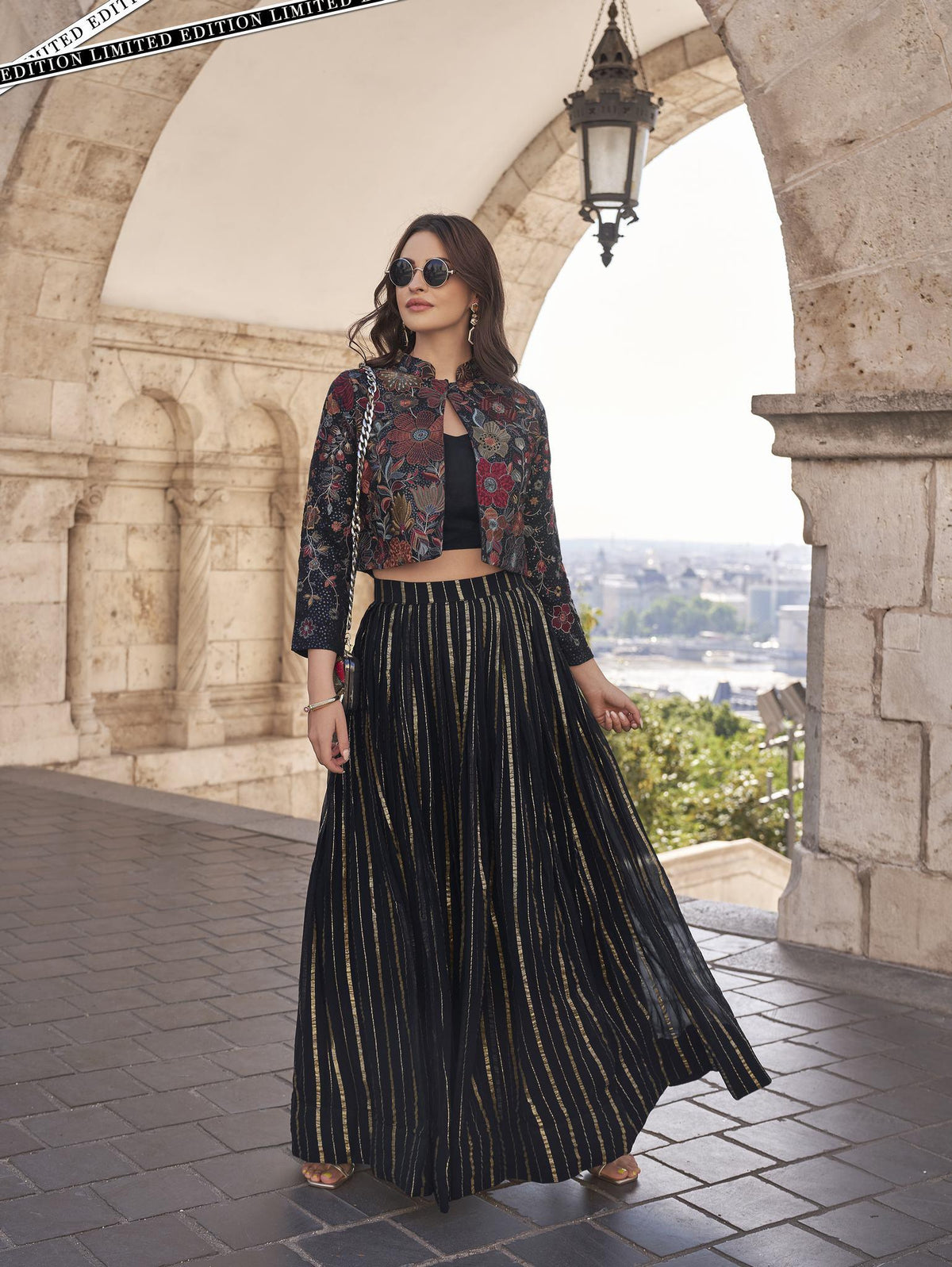 Black color premium silk skirt and top