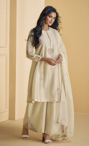 biege color palazzo suit - indosilk