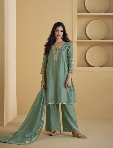 Green palazzo suit