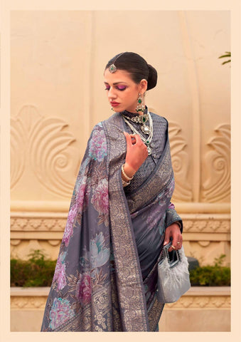 Grey color designer saree