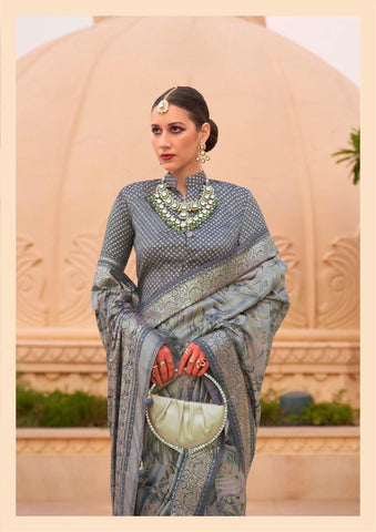 Grey color designer saree