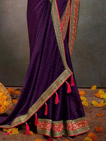 Embroidered Bollywood Satin Silk Saree – All-Occasion Elegant Partywear with Blouse Piece