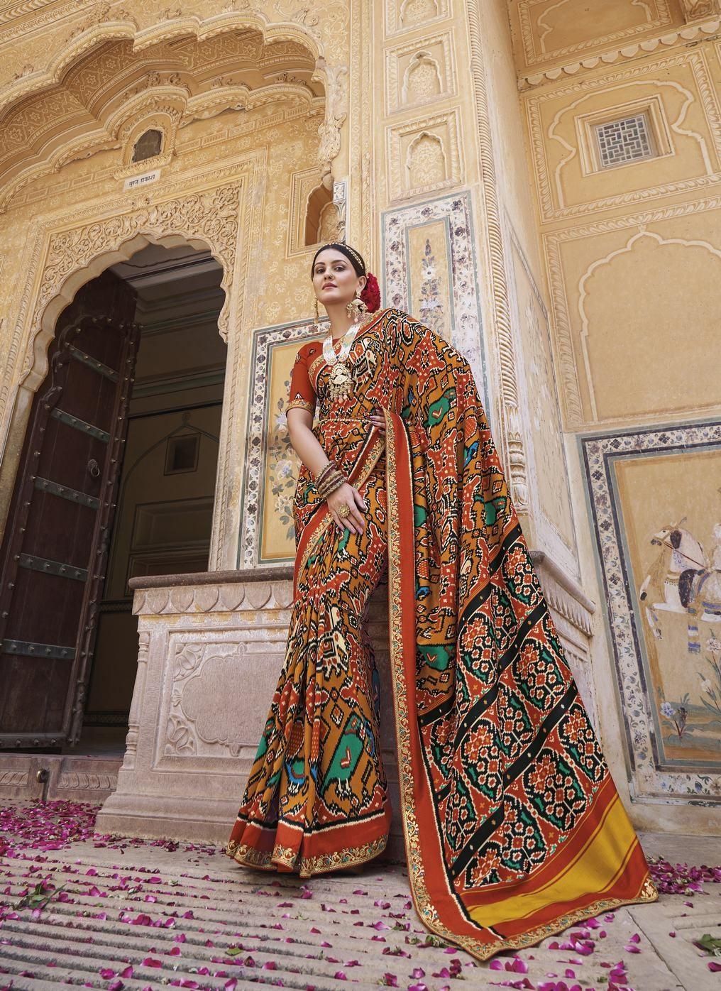 Mustard Color Patola Silk Saree