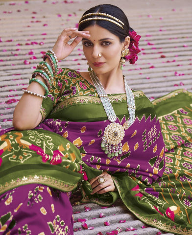 Purple Color Patola Silk Saree