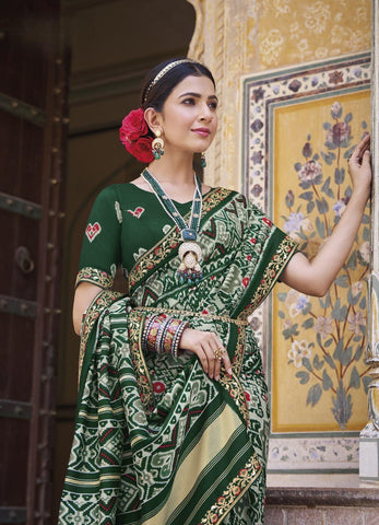 Green Color Patola Silk Saree